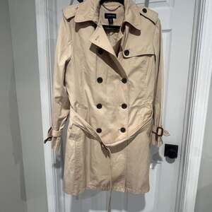 Lands' End Classic Removable Lining Trench Coat Women Size Med Tan